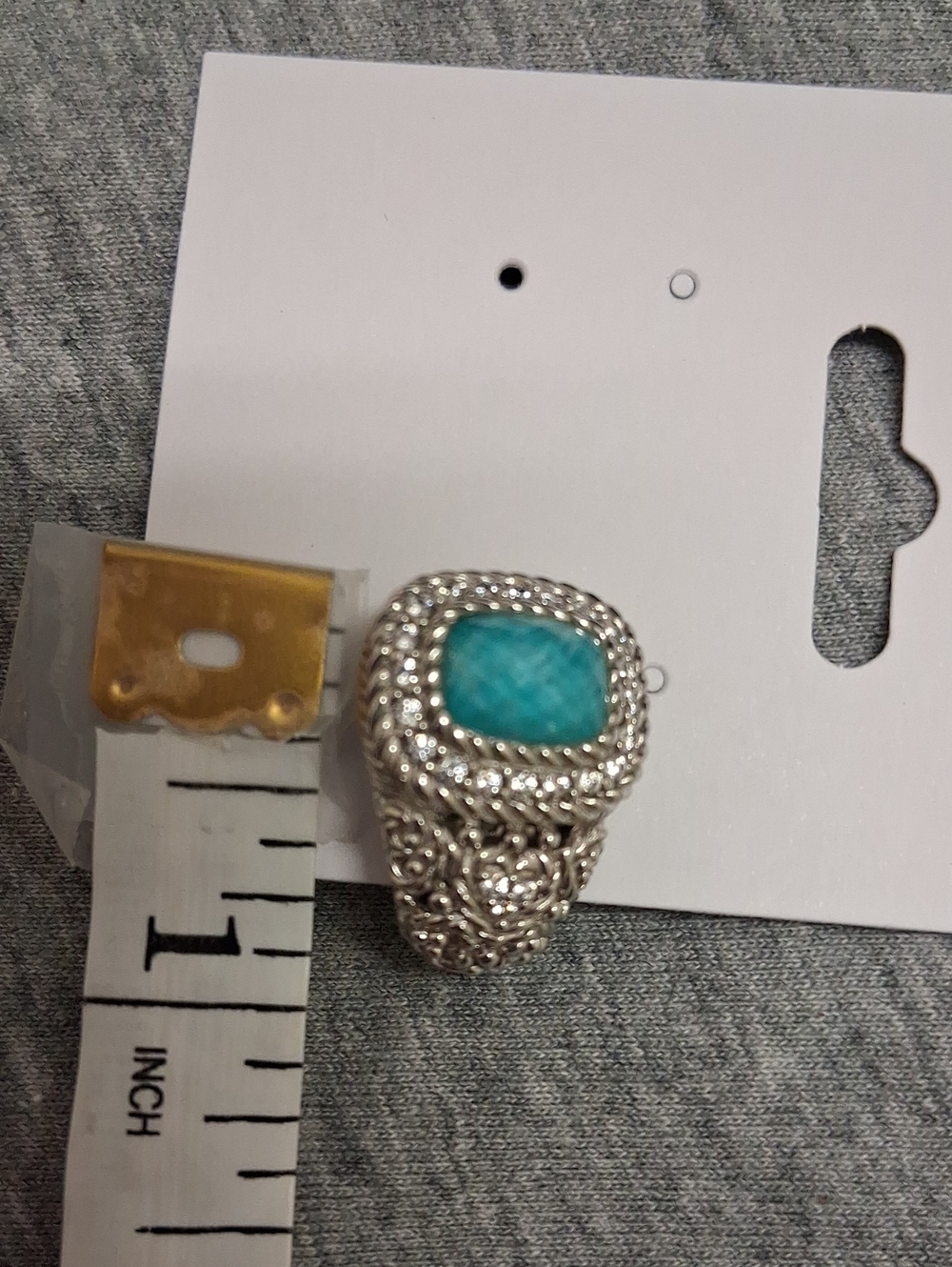 Judith Ripka Sterling Silver Earrings with Blue Turquoise Faceted Doublet Stones - Picture 12 of 13